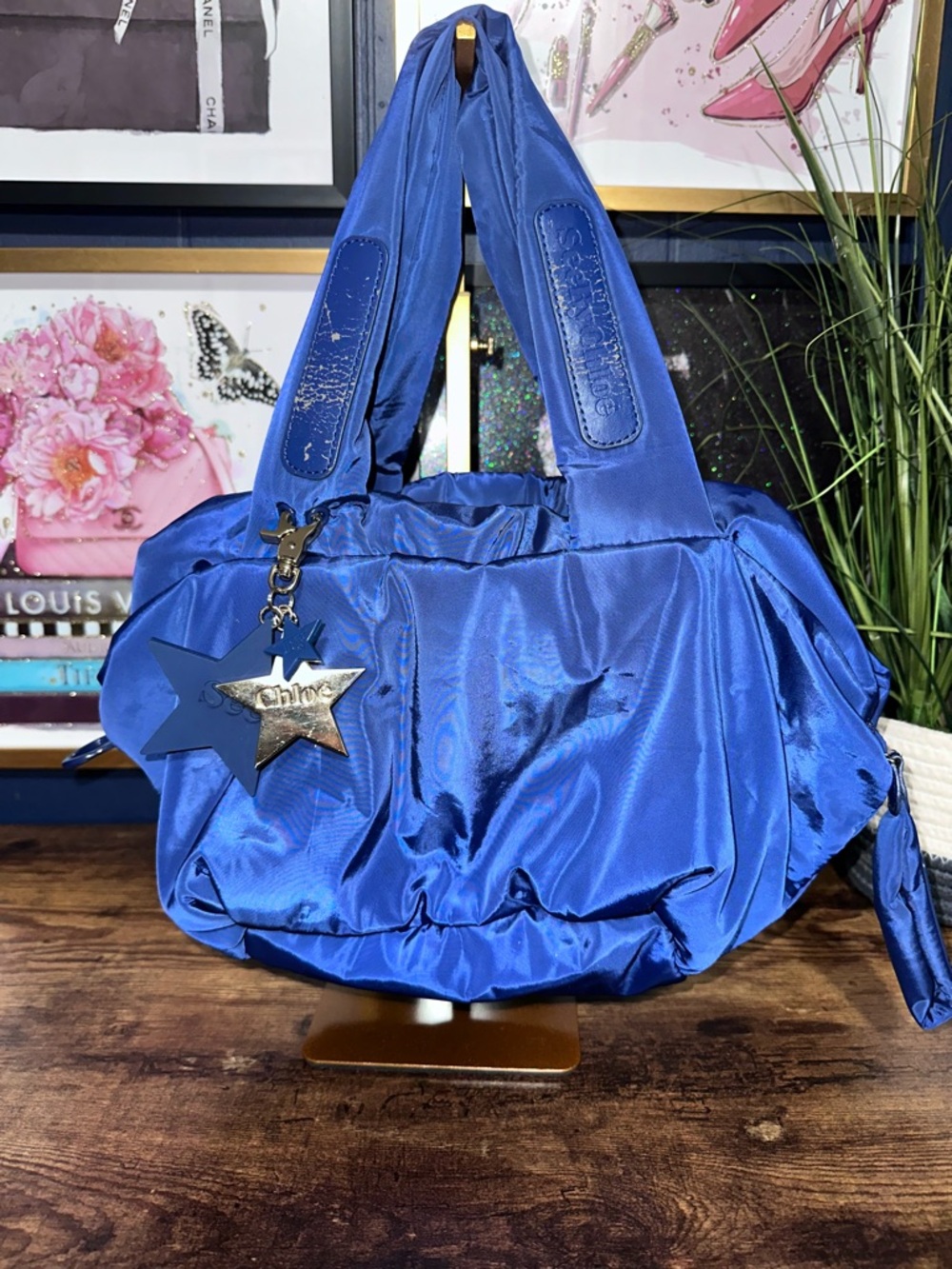 See By Chloé Royal Blue Nylon Star Charm Shoulder Bag